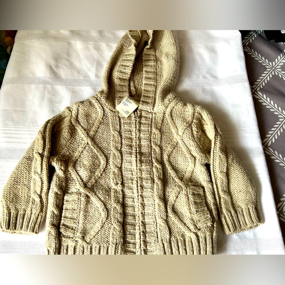 Beige hooded sweater size 18mths
